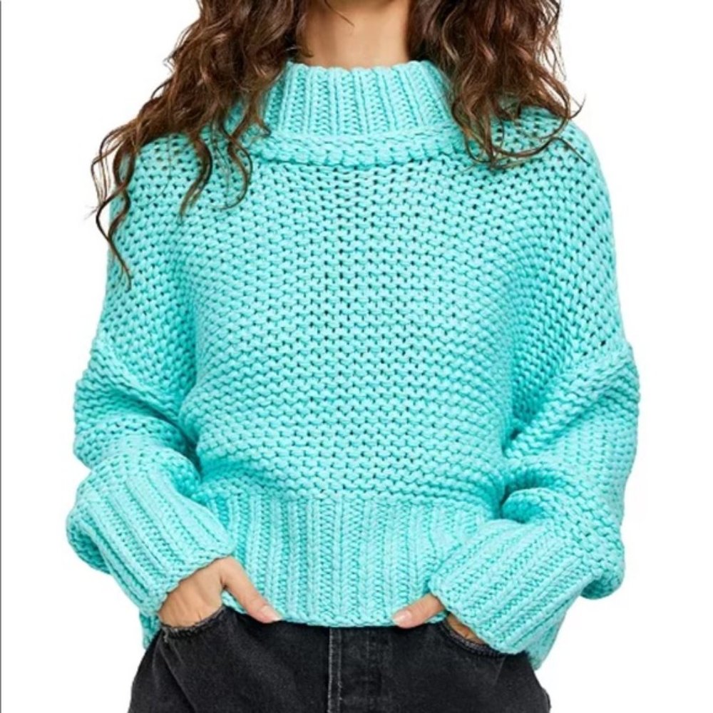 Free People Only Sunshine Sweater XL Aqua